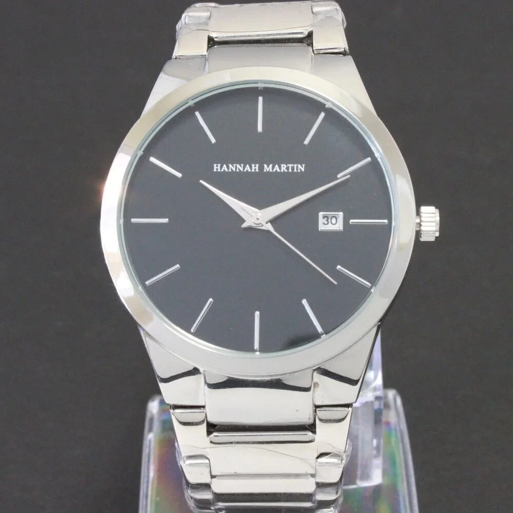 Men's Minimalist Quartz Watch Integrated Bracelet Silver-tone 40mm